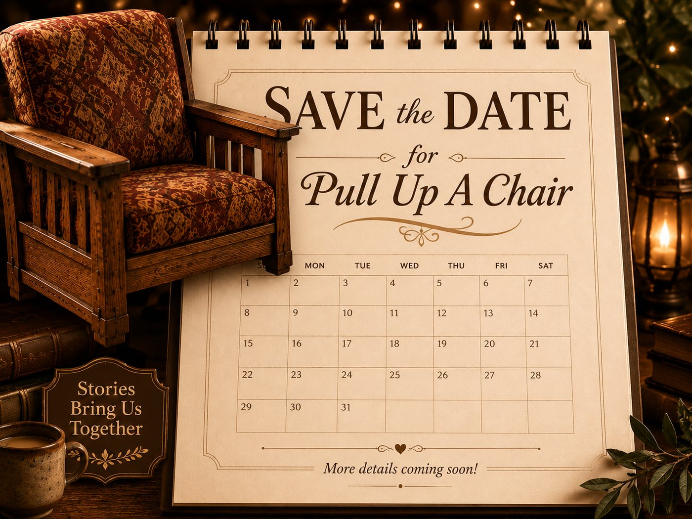 Save the date for Pull Up A Chair — more details coming soon